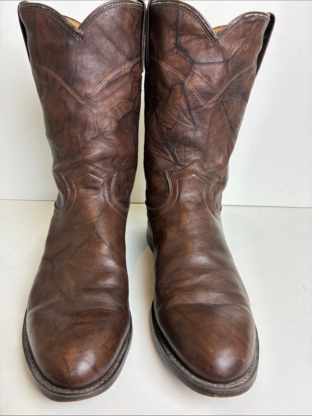 Justin Boots Classic Roper Jackson 3162 Dark Brown Mens Size 8.5 D Western Rodeo - Picture 10 of 16